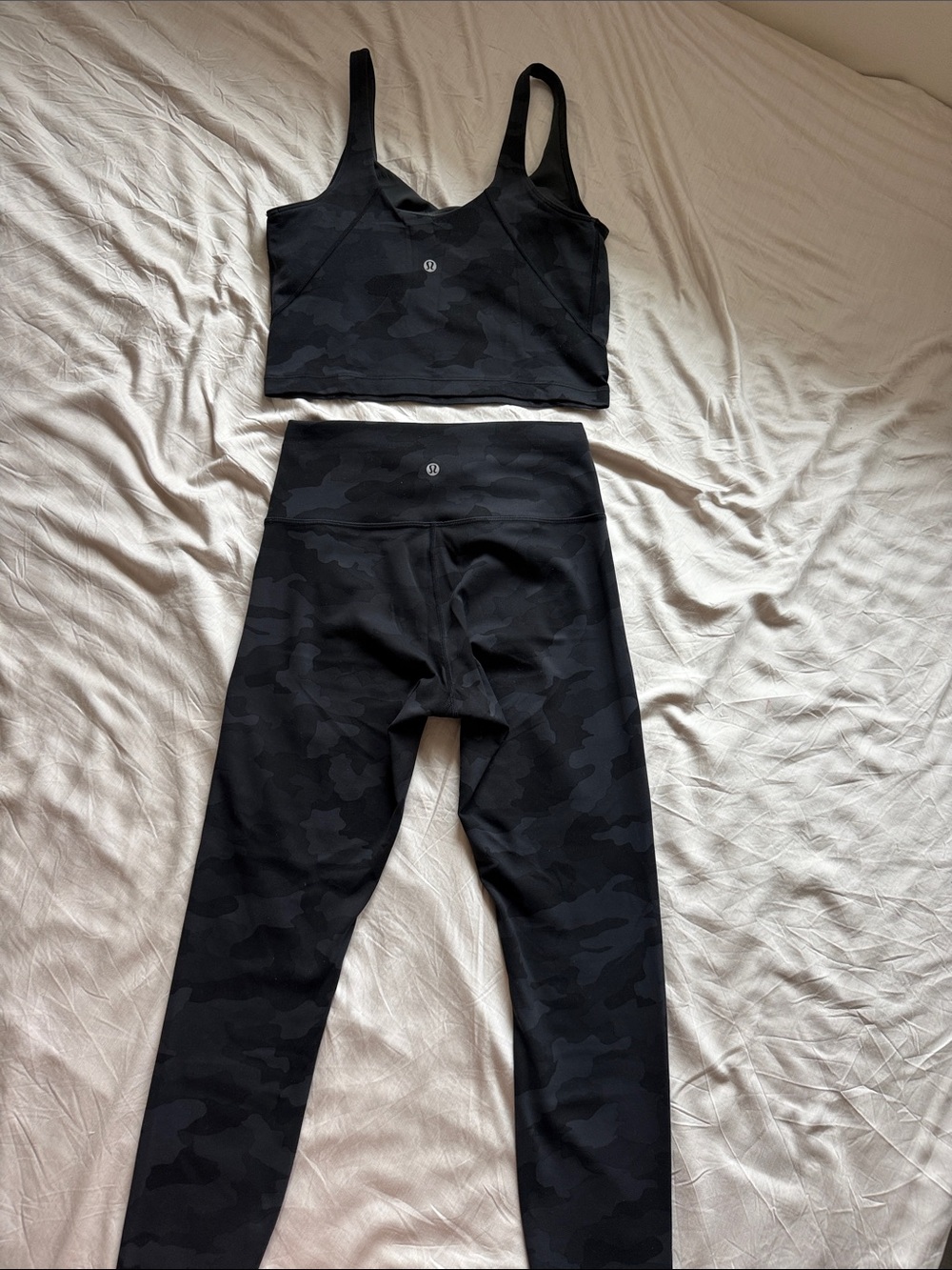 Lululemon Align Black Camo Leggings & Crop Tank Set